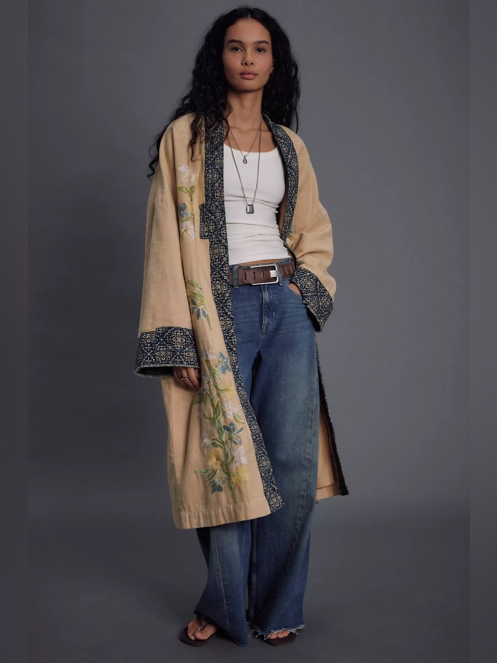 NWT Free People Henlow Embroidered Floral Duster Kimono